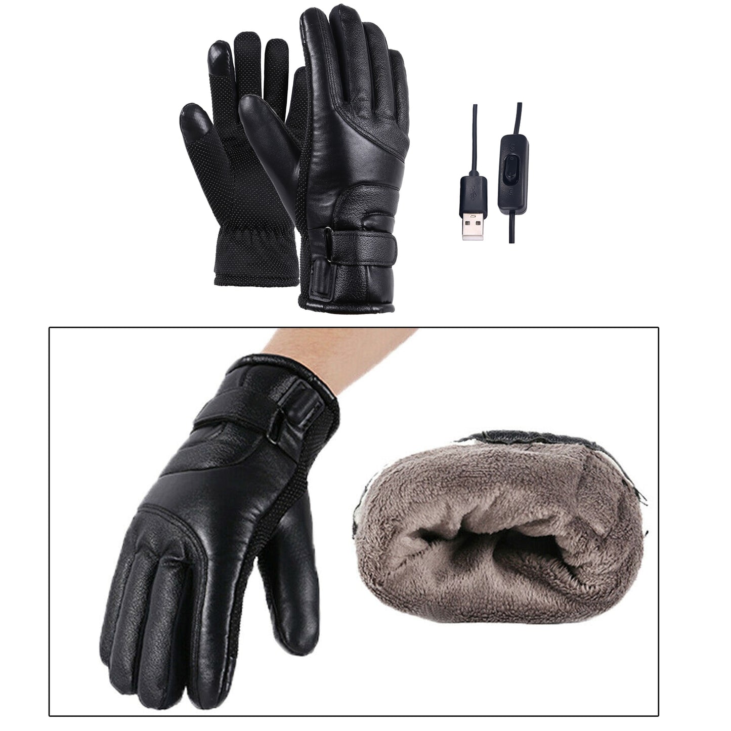 Winter Gloves Electric Heat Gloves Waterproof Windproof Cycling Warm Heating Screen USB Powered Heated Gloves