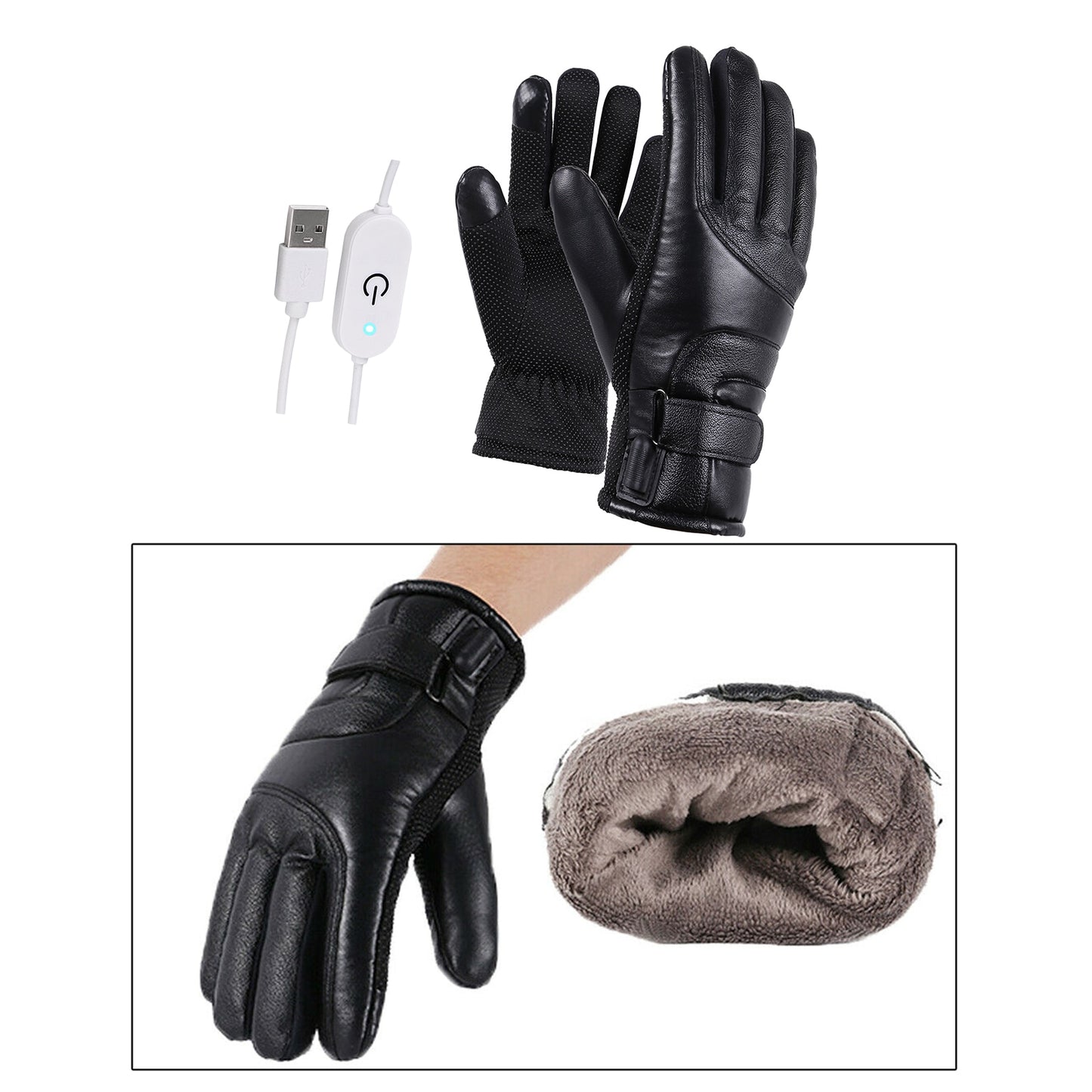 Winter Gloves Electric Heat Gloves Waterproof Windproof Cycling Warm Heating Screen USB Powered Heated Gloves