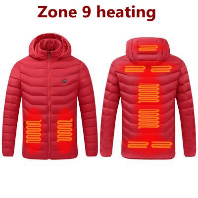 Winter Warm USB Heating Jackets Smart Thermostat Pure Color Hooded Heated Clothing Waterproof Warm Jackets
