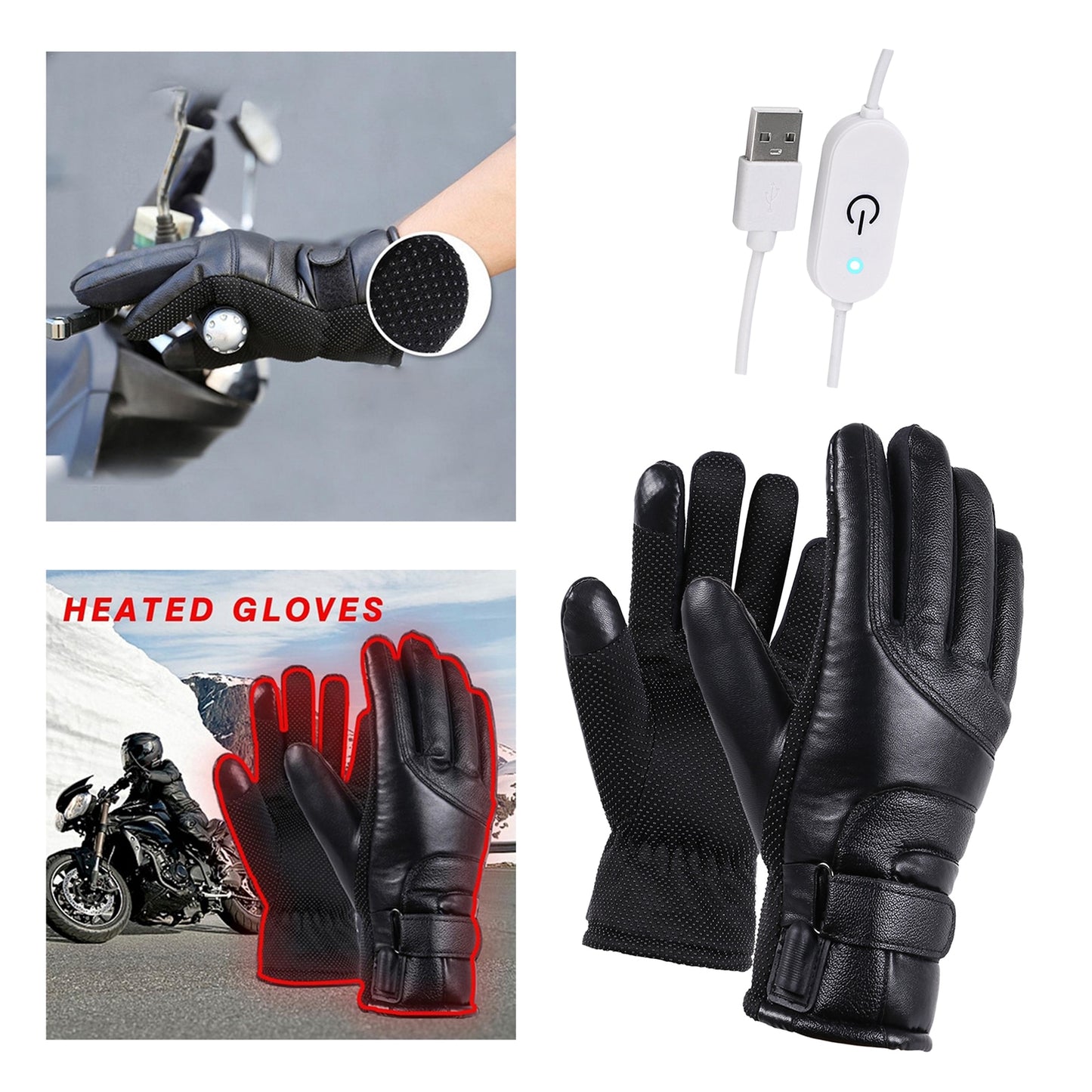Winter Gloves Electric Heat Gloves Waterproof Windproof Cycling Warm Heating Screen USB Powered Heated Gloves