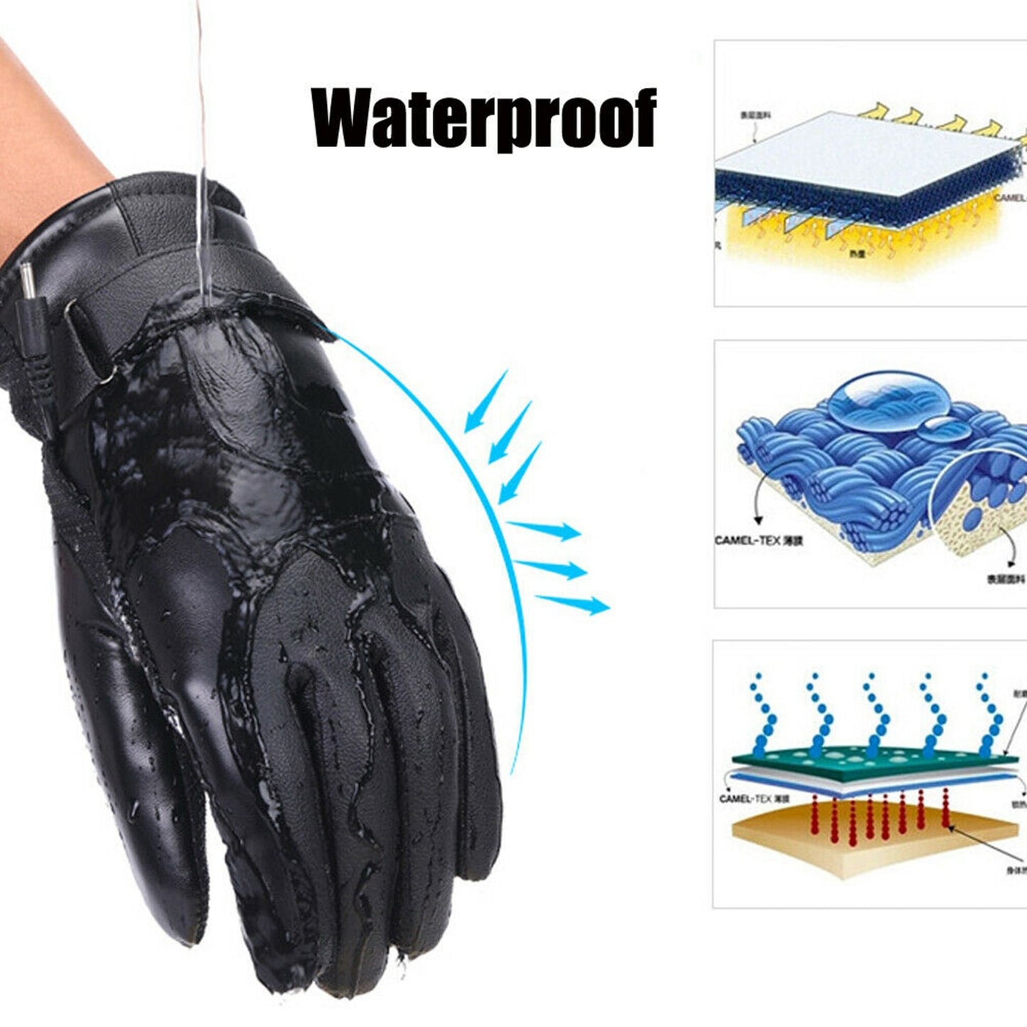 Winter Gloves Electric Heat Gloves Waterproof Windproof Cycling Warm Heating Screen USB Powered Heated Gloves