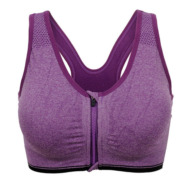 Fitness Training Sports Bra with Front Zipper