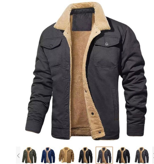 New Men's Jacket Cashmere Cotton Workwear Casual Jacket