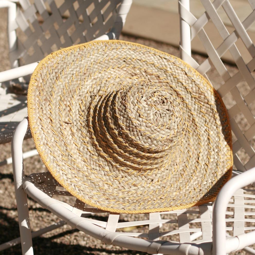 Yellow Balinese Wide Round Straw Hat