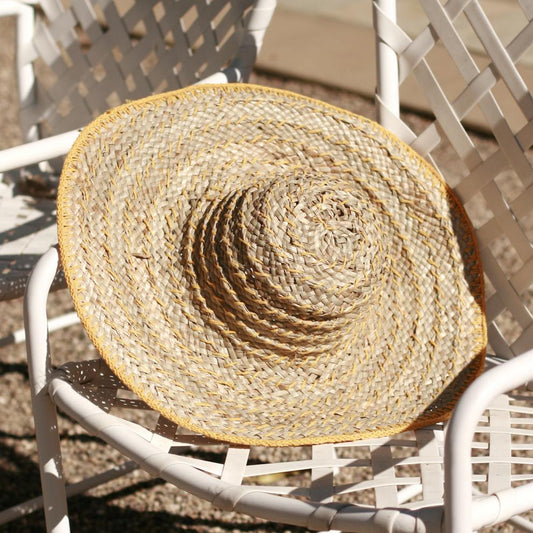 Yellow Balinese Wide Round Straw Hat