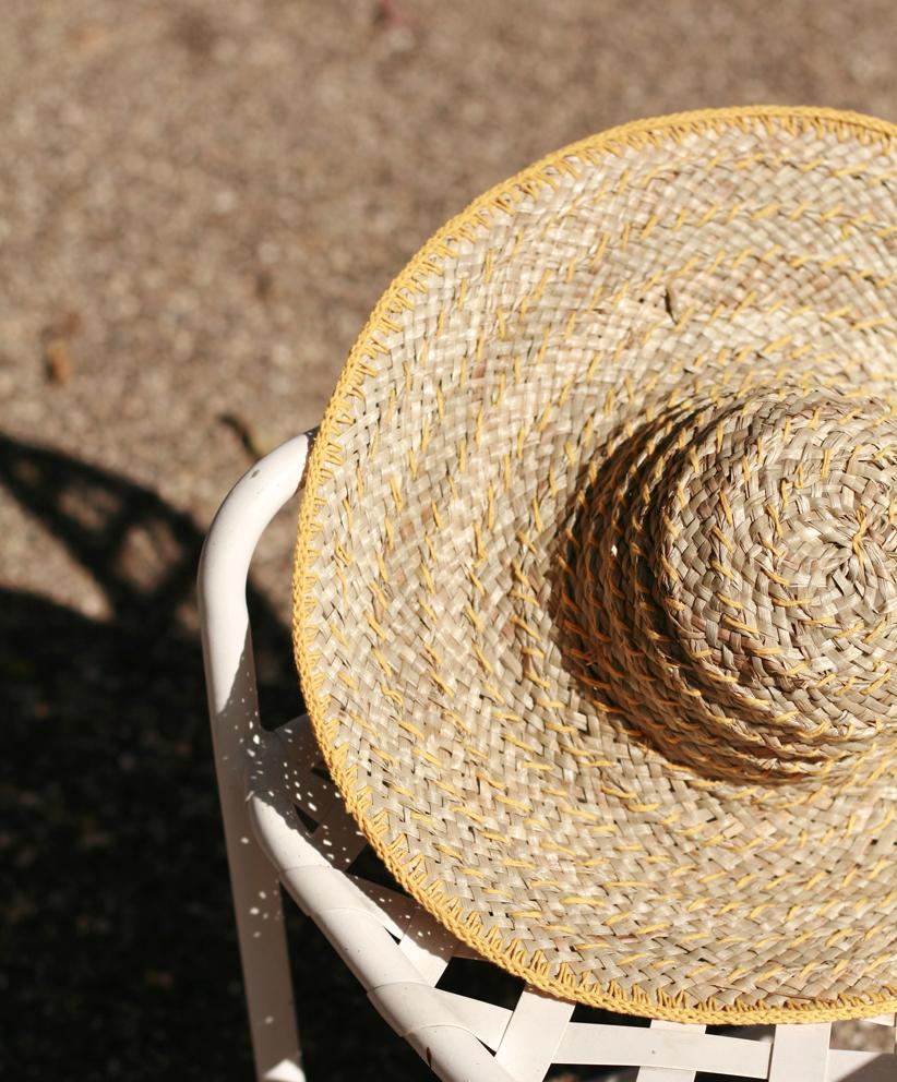 Yellow Balinese Wide Round Straw Hat