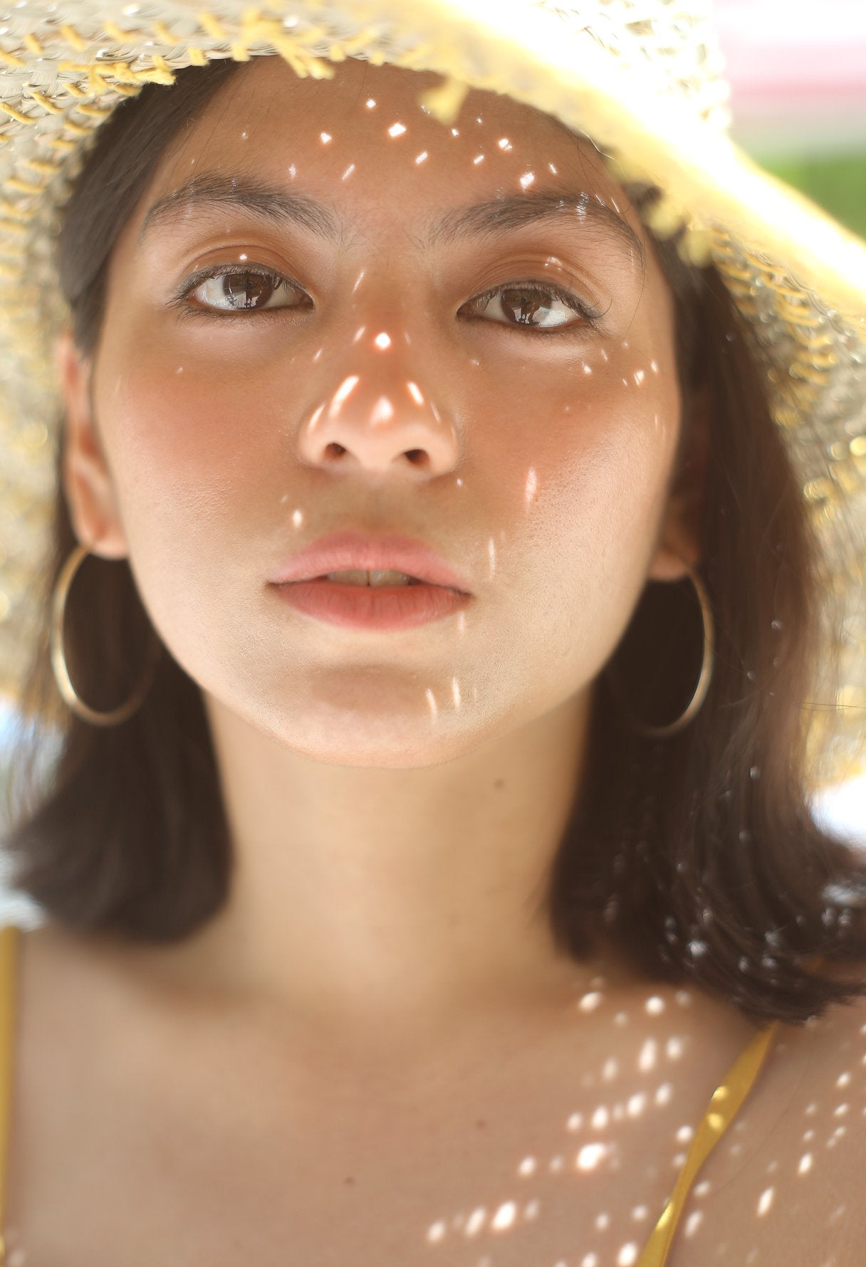 Yellow Balinese Wide Round Straw Hat
