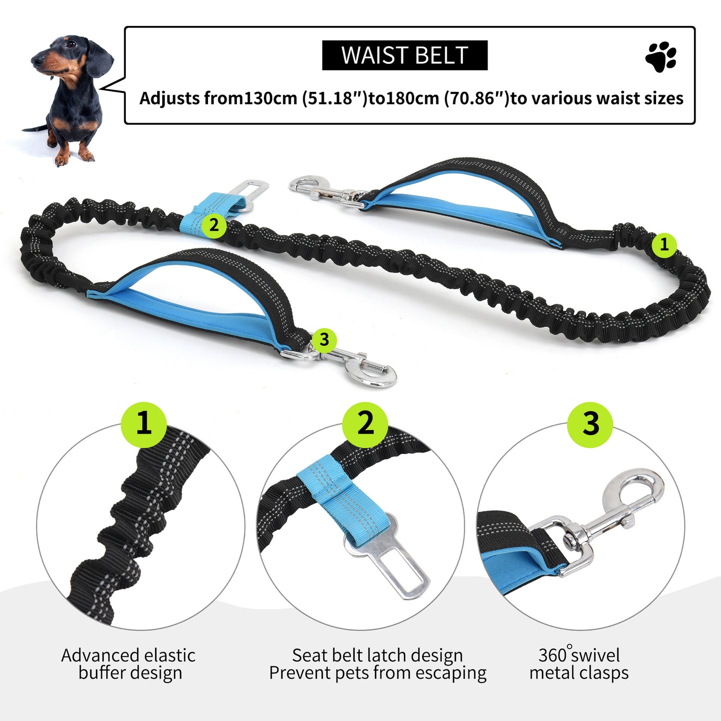 Multifunctional Waterproof Pet Fanny Pack Outdoor Anti-Punching Elastic for Dog Walking Running