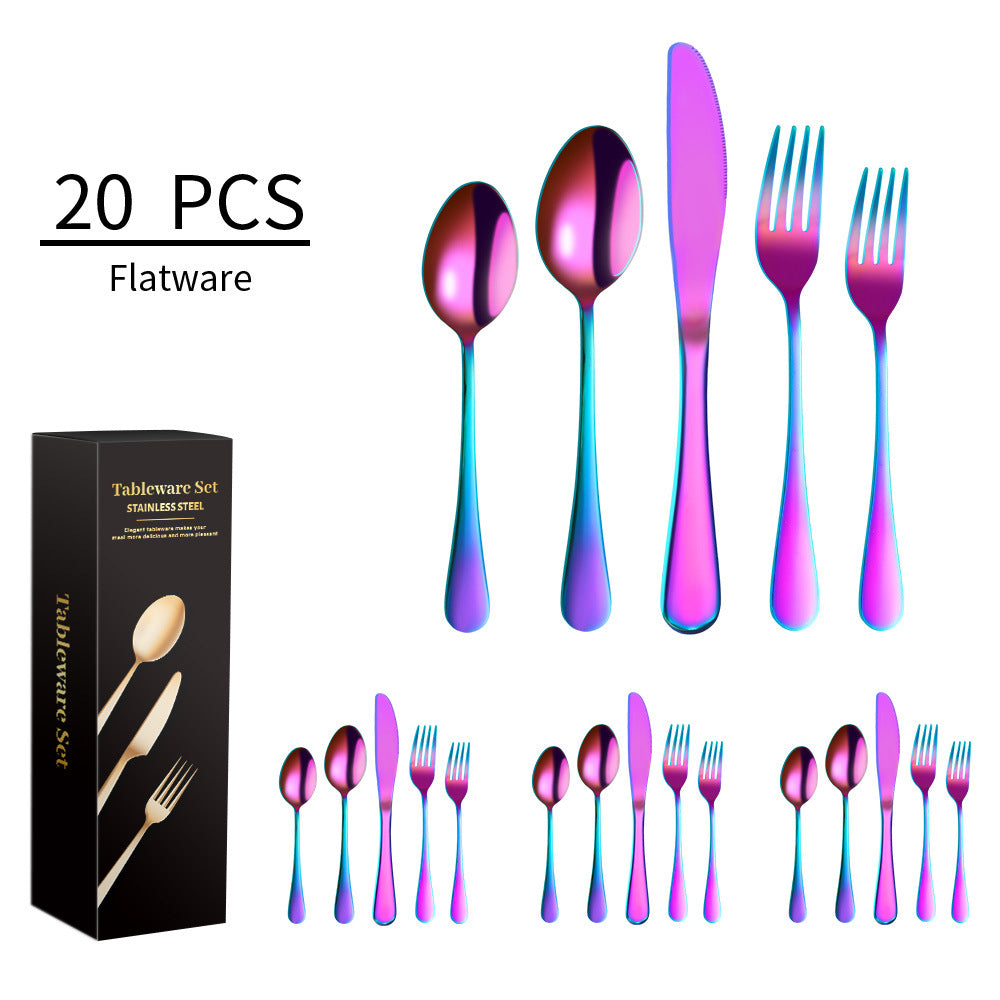 Stainless Steel Tableware 5 Components 20 Pieces Western Steak Knife Fork And Spoon Set