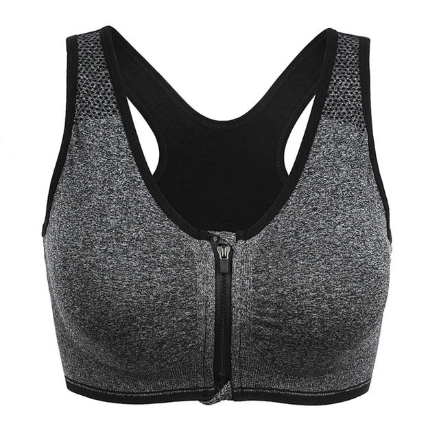 Fitness Training Sports Bra with Front Zipper