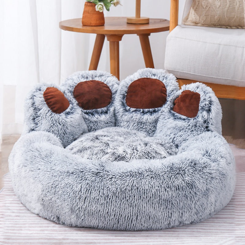 New Creative Cute Paws Long Hair Pet Kennel Lock Temperature Warm Four-Season General-Purpose Dog Kennel Pad