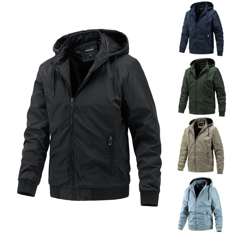 Men's Spring and Autumn Removable Hooded Jacket Casual Sports Thin Cotton Coat Business Fashion Men's Wear