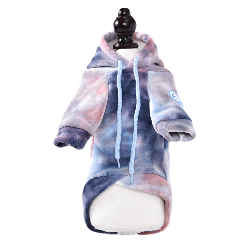 Autumn And Winter Clothing Dyed Plush Hoodie Small Dog and Cat Pet Clothing