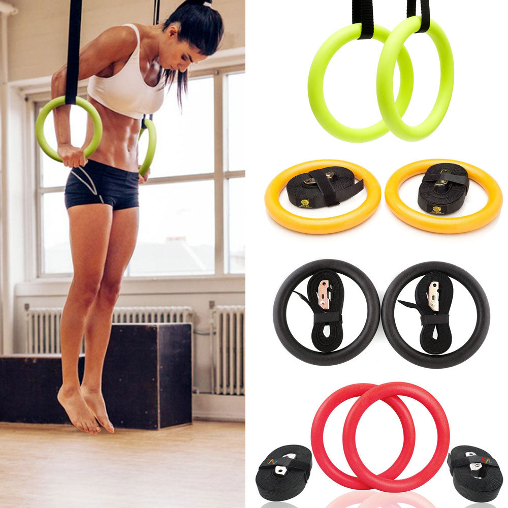 Heavy Duty ABS Plastic 28mm Exercise Fitness Gymnastic Rings With Foam Handle Gym Exercise Crossfit Pull Ups