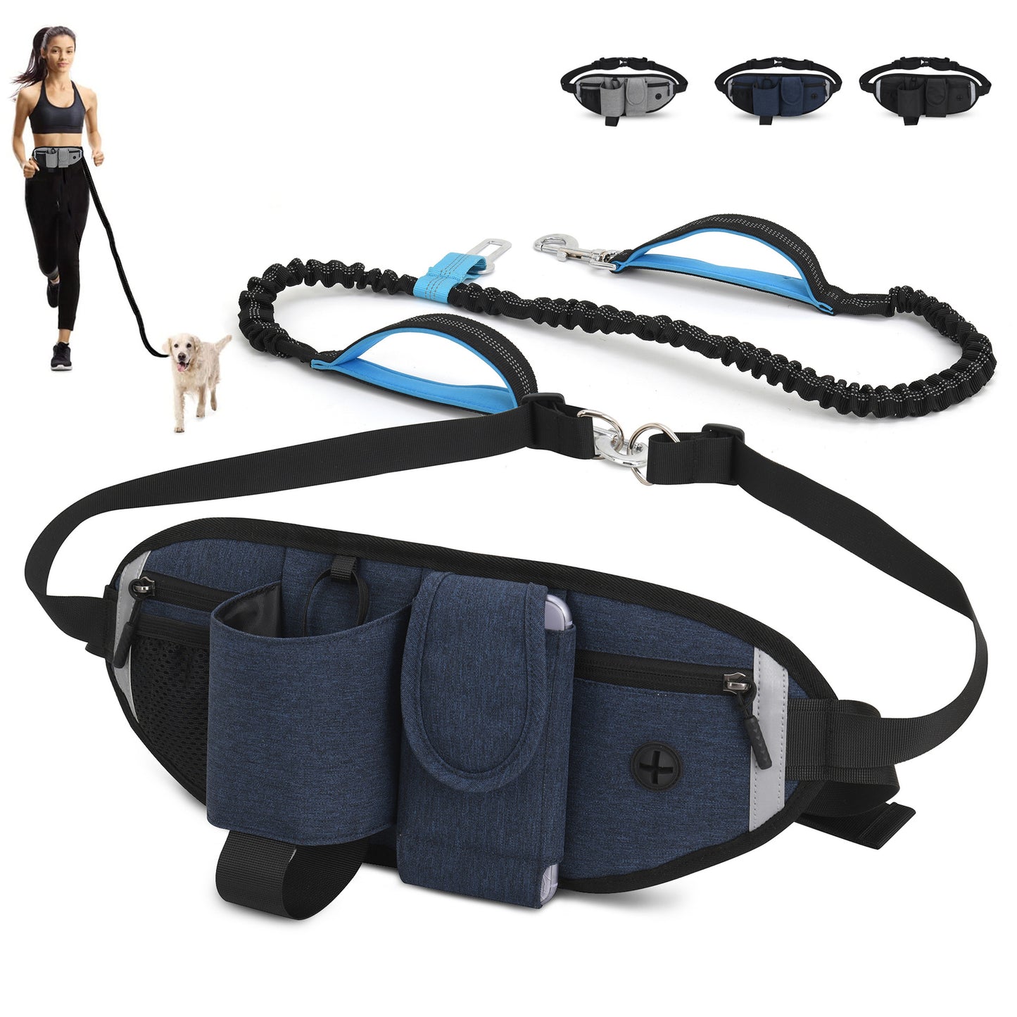 Multifunctional Waterproof Pet Fanny Pack Outdoor Anti-Punching Elastic for Dog Walking Running