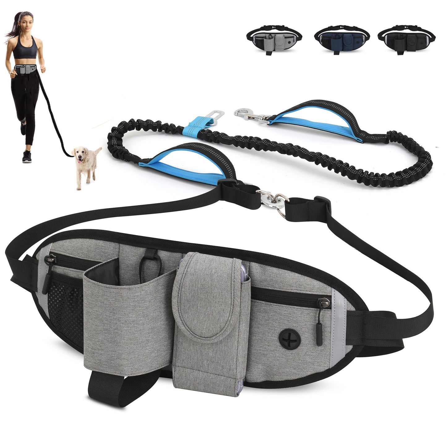 Multifunctional Waterproof Pet Fanny Pack Outdoor Anti-Punching Elastic for Dog Walking Running