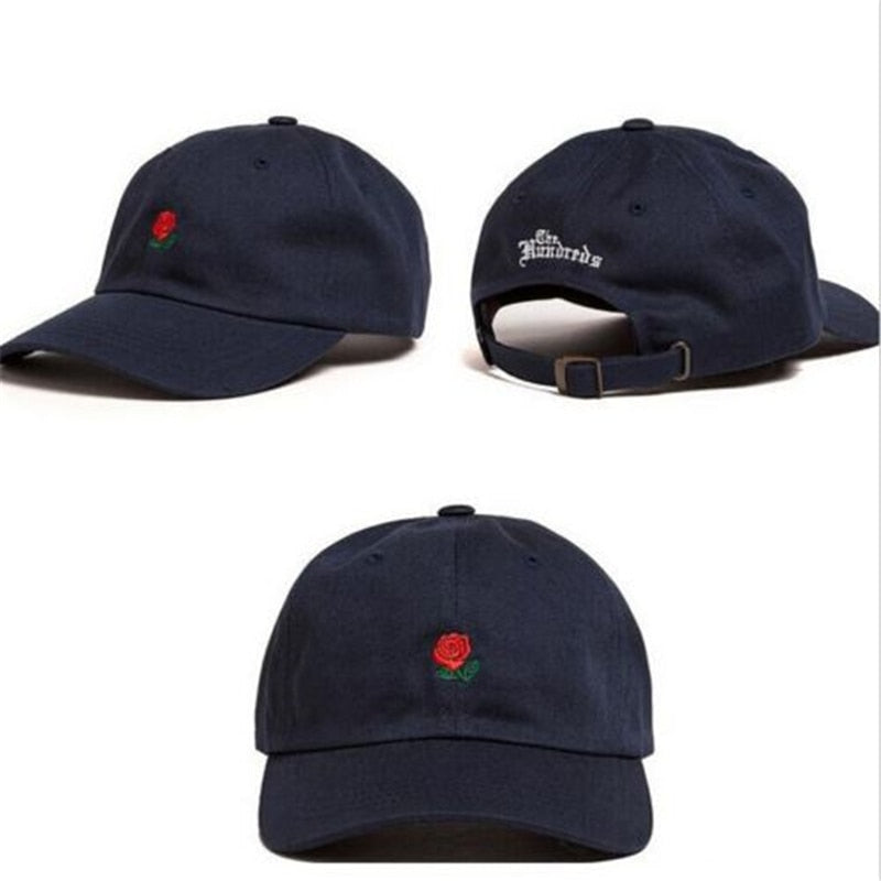 Rose Embroidered Hat Baseball Cap Adjustable