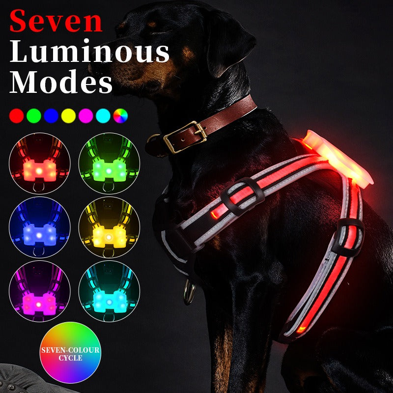 LED Light-Emitting Chest Harness Small And Large Dog Harness