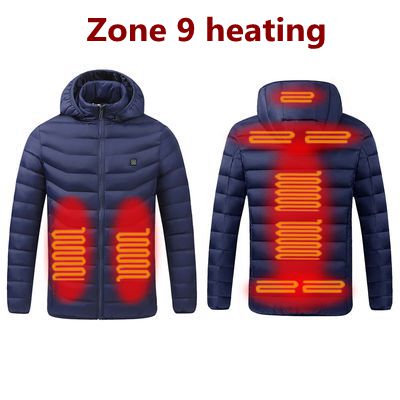 Winter Warm USB Heating Jackets Smart Thermostat Pure Color Hooded Heated Clothing Waterproof  Warm Jackets