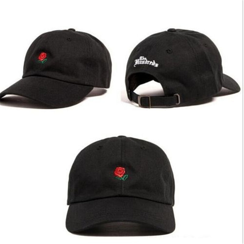 Rose Embroidered Hat Baseball Cap Adjustable