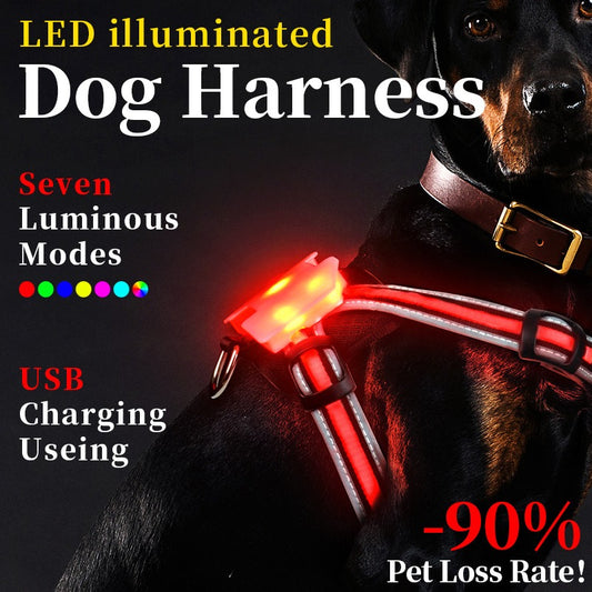 LED Light-Emitting Chest Harness Small And Large Dog Harness