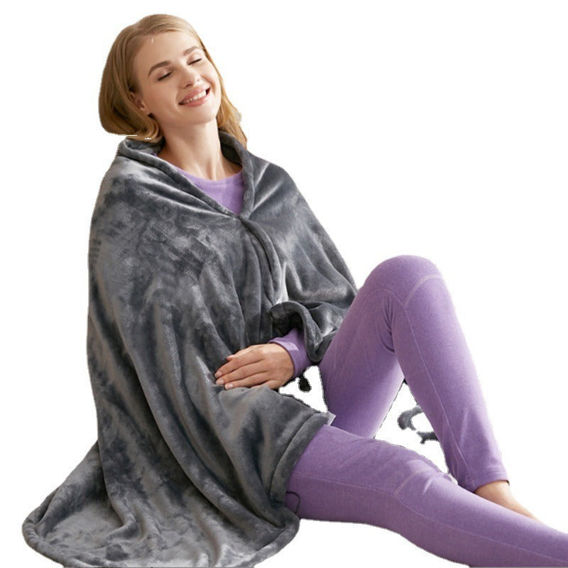 Electric Outer Blanket Coral Velvet Warm Wrap Cape Cloak USB Charging Heating Blanket