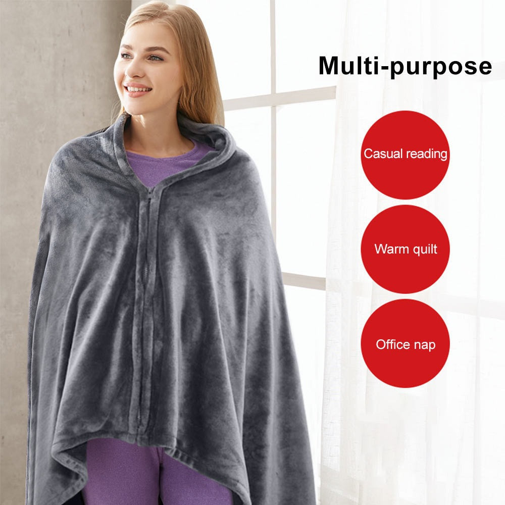 Electric Outer Blanket Coral Velvet Warm Wrap Cape Cloak USB Charging Heating Blanket