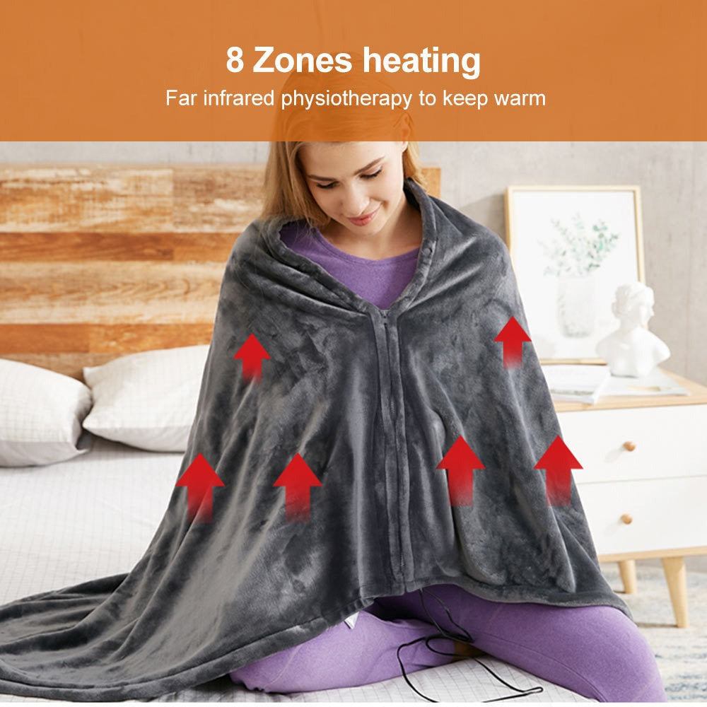 Electric Outer Blanket Coral Velvet Warm Wrap Cape Cloak USB Charging Heating Blanket