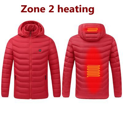 Winter Warm USB Heating Jackets Smart Thermostat Pure Color Hooded Heated Clothing Waterproof  Warm Jackets