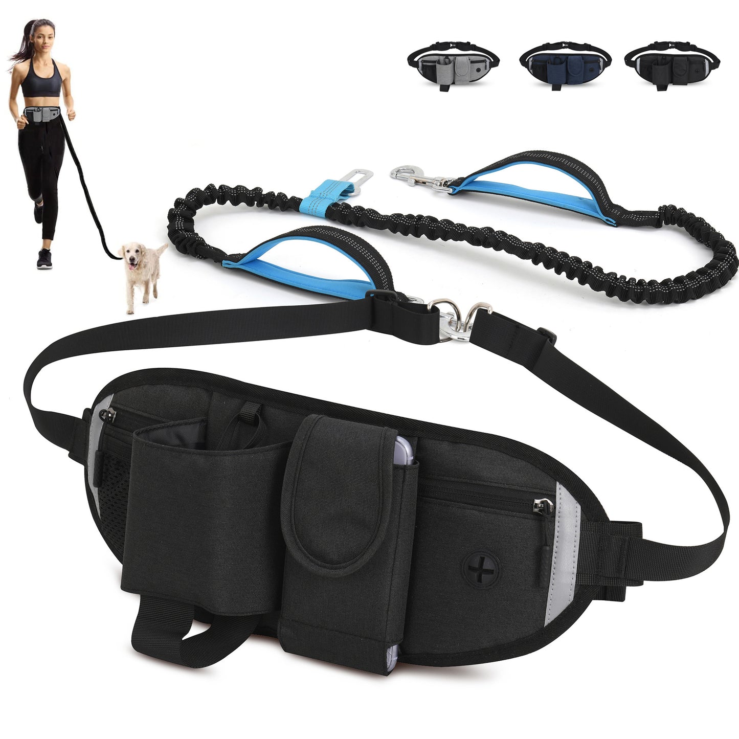 Multifunctional Waterproof Pet Fanny Pack Outdoor Anti-Punching Elastic for Dog Walking Running