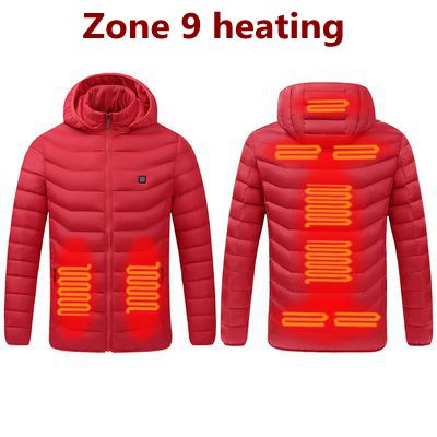 Winter Warm USB Heating Jackets Smart Thermostat Pure Color Hooded Heated Clothing Waterproof  Warm Jackets