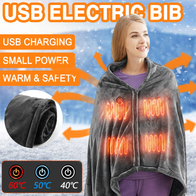 Electric Outer Blanket Coral Velvet Warm Wrap Cape Cloak USB Charging Heating Blanket