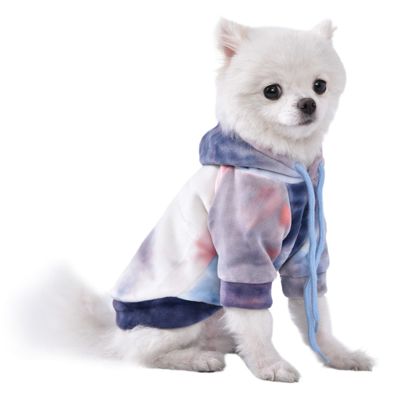 Autumn And Winter Clothing Dyed Plush Hoodie Small Dog and Cat Pet Clothing