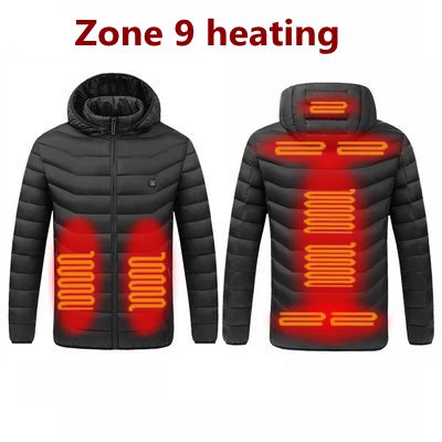 Winter Warm USB Heating Jackets Smart Thermostat Pure Color Hooded Heated Clothing Waterproof  Warm Jackets