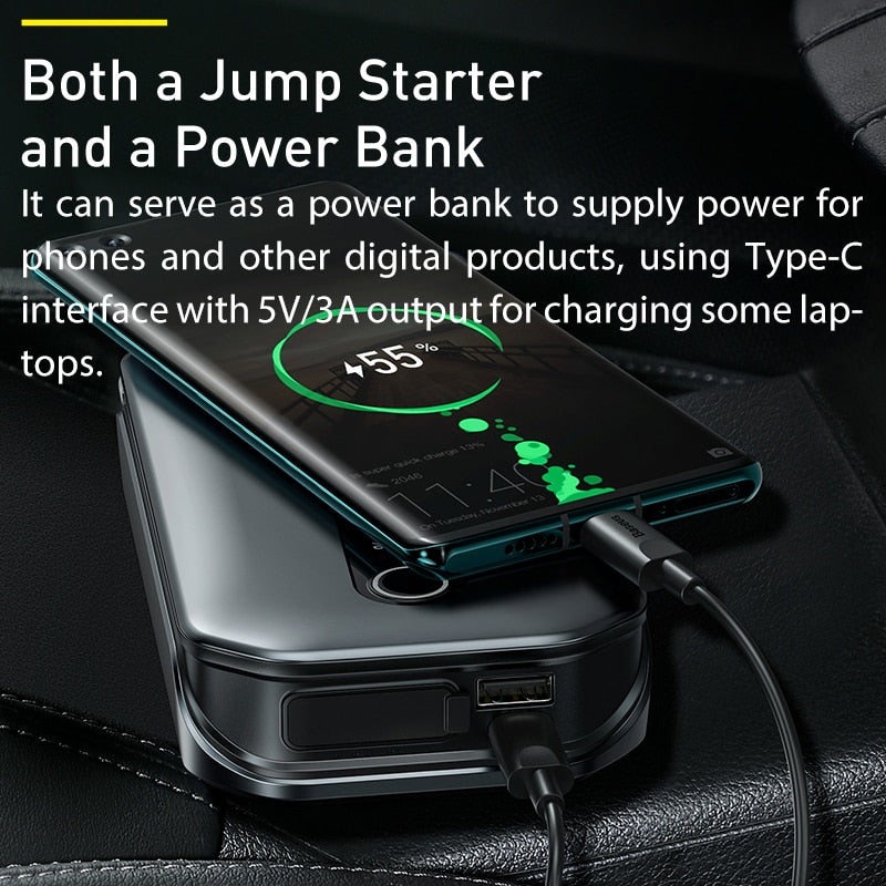 1000A Car Jump Starter Power Bank 12000mAh Portable Battery Station