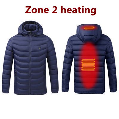 Winter Warm USB Heating Jackets Smart Thermostat Pure Color Hooded Heated Clothing Waterproof  Warm Jackets