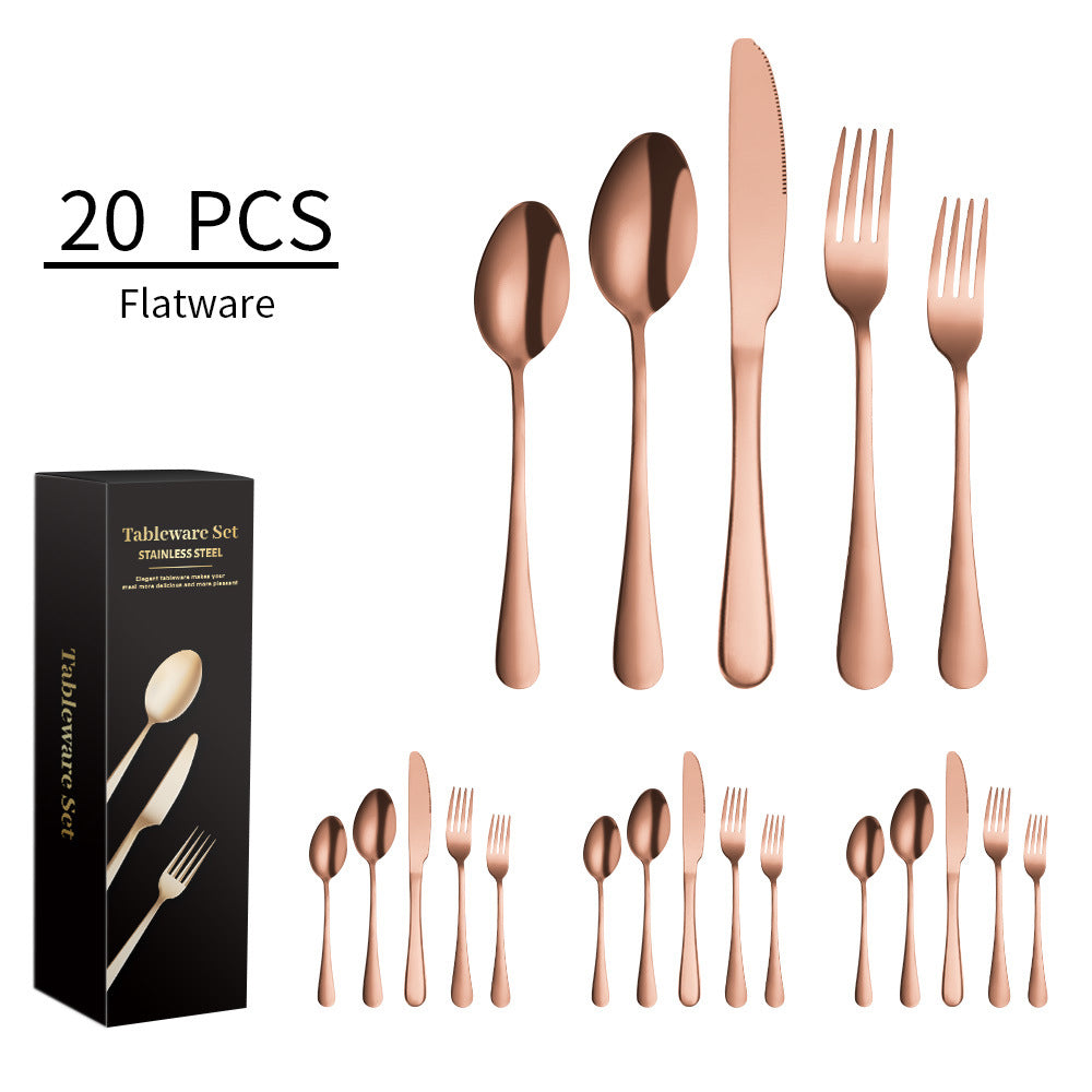 Stainless Steel Tableware 5 Components 20 Pieces Western Steak Knife Fork And Spoon Set