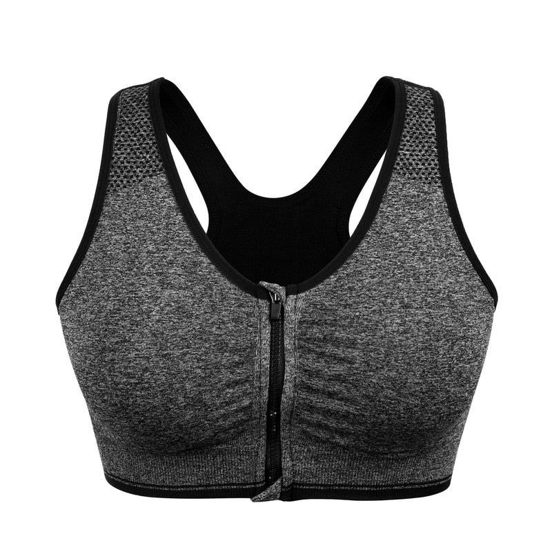 Fitness Training Sports Bra with Front Zipper