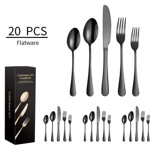 Stainless Steel Tableware 5 Components 20 Pieces Western Steak Knife Fork And Spoon Set