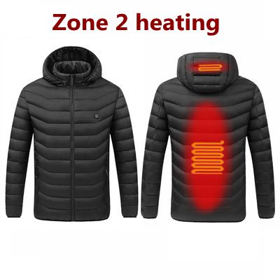 Winter Warm USB Heating Jackets Smart Thermostat Pure Color Hooded Heated Clothing Waterproof  Warm Jackets