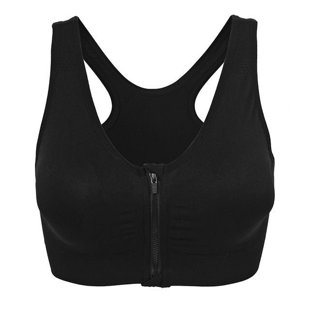 Fitness Training Sports Bra with Front Zipper