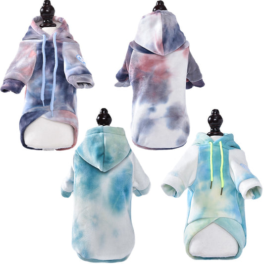 Autumn And Winter Clothing Dyed Plush Hoodie Small Dog and Cat Pet Clothing