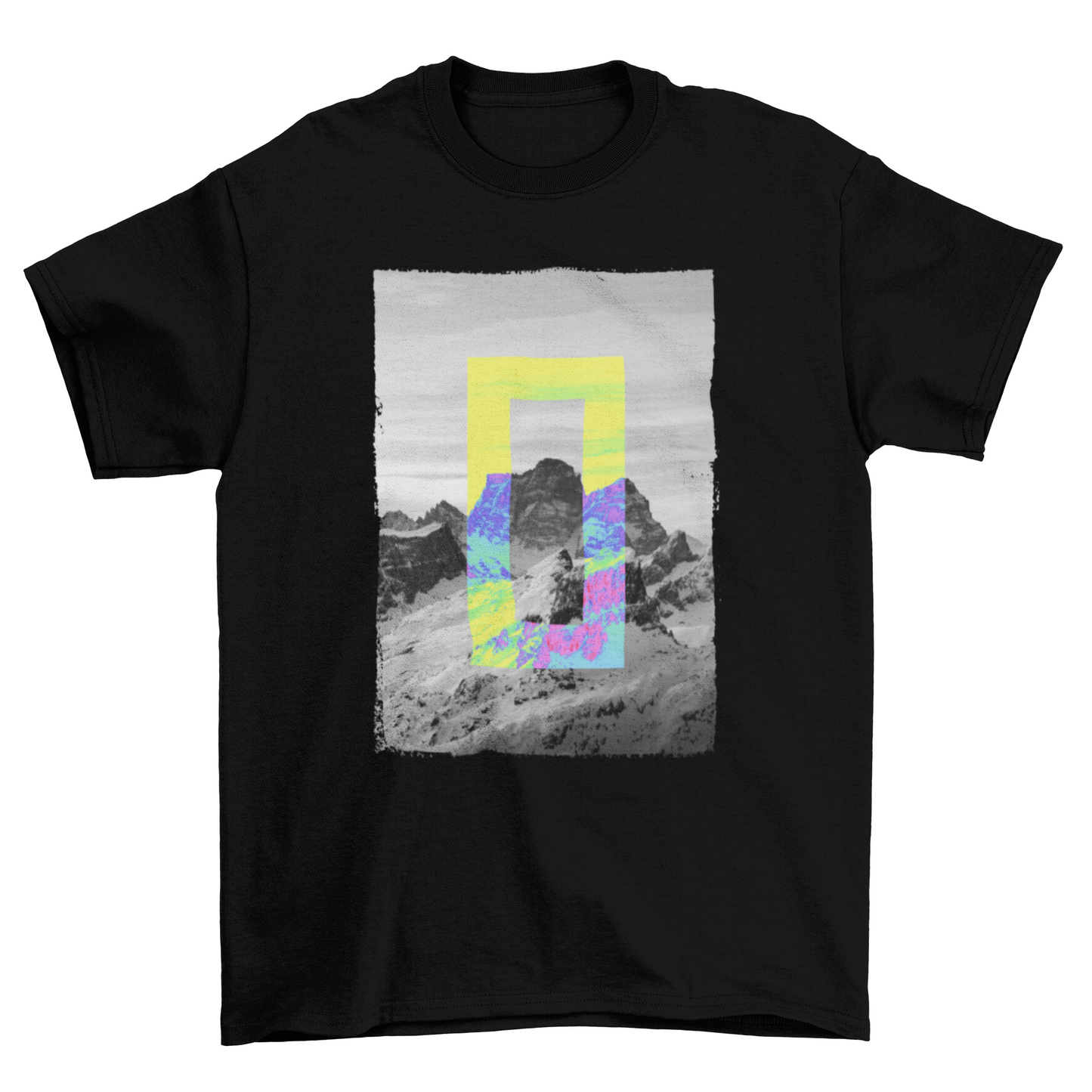 Inverted Black White colors Mountain Ocean Men’s T-Shirt