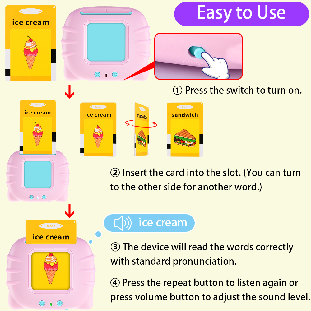 Childhood Early Intelligent Talking Flash Cards Toy